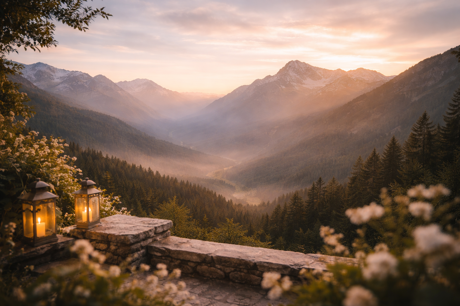 Majestic mountain landscape at golden hour